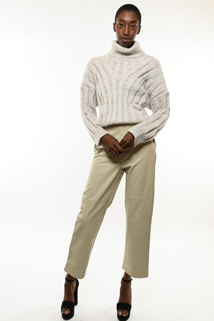 Allie Cropped Oatmeal Hand-Woven Sweater