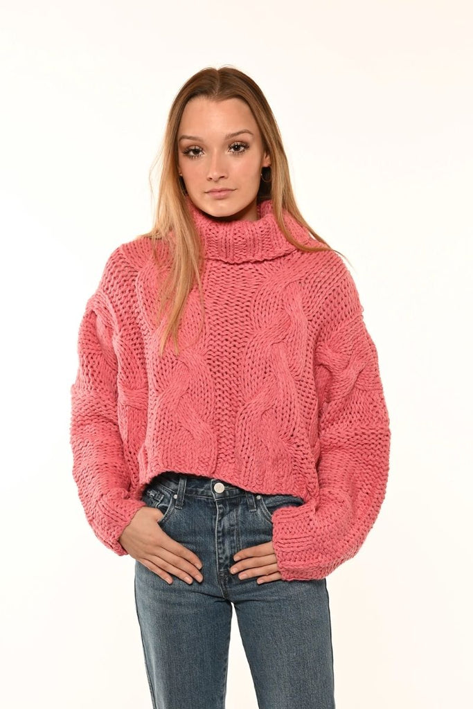 Angel Pink Cropped Turtleneck Sweater