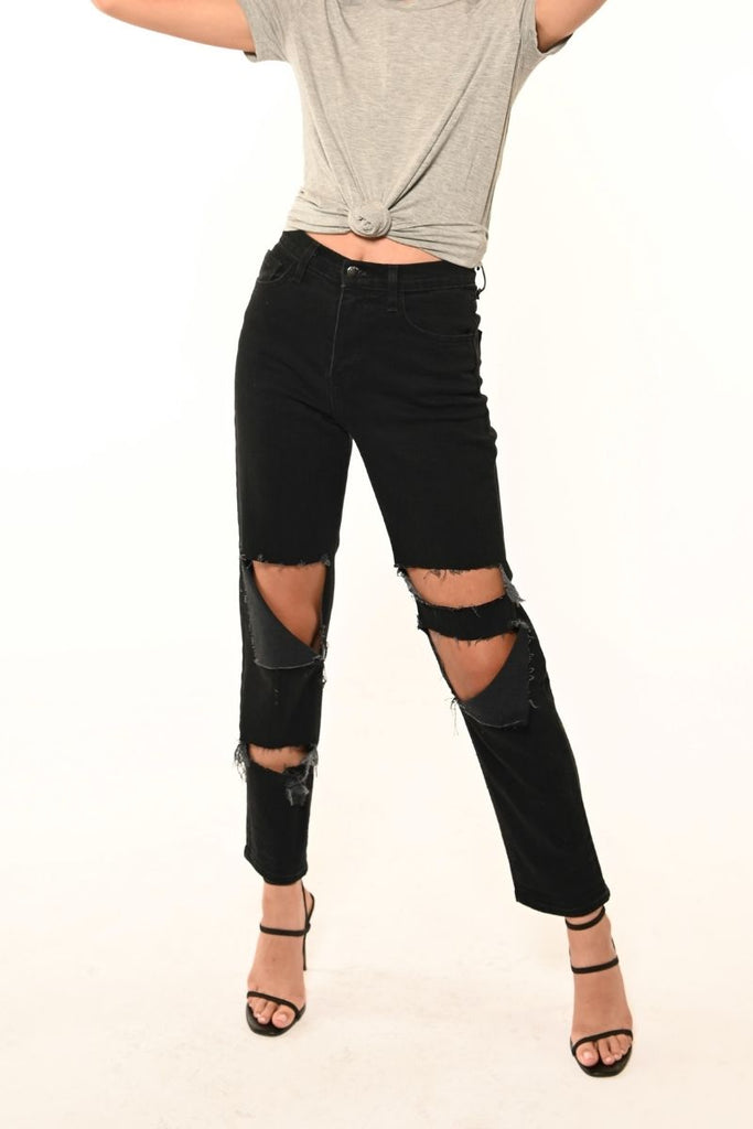 Knee Rip Straight Leg High Waisted Jeans | High waist jeans, Perfect jeans  fit, Ripped jeans designs