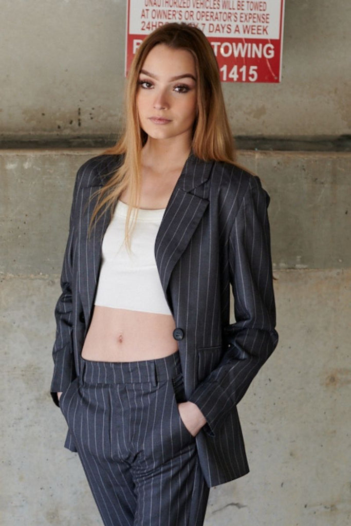 Abby Pinstripe Double-Breasted Jacket
